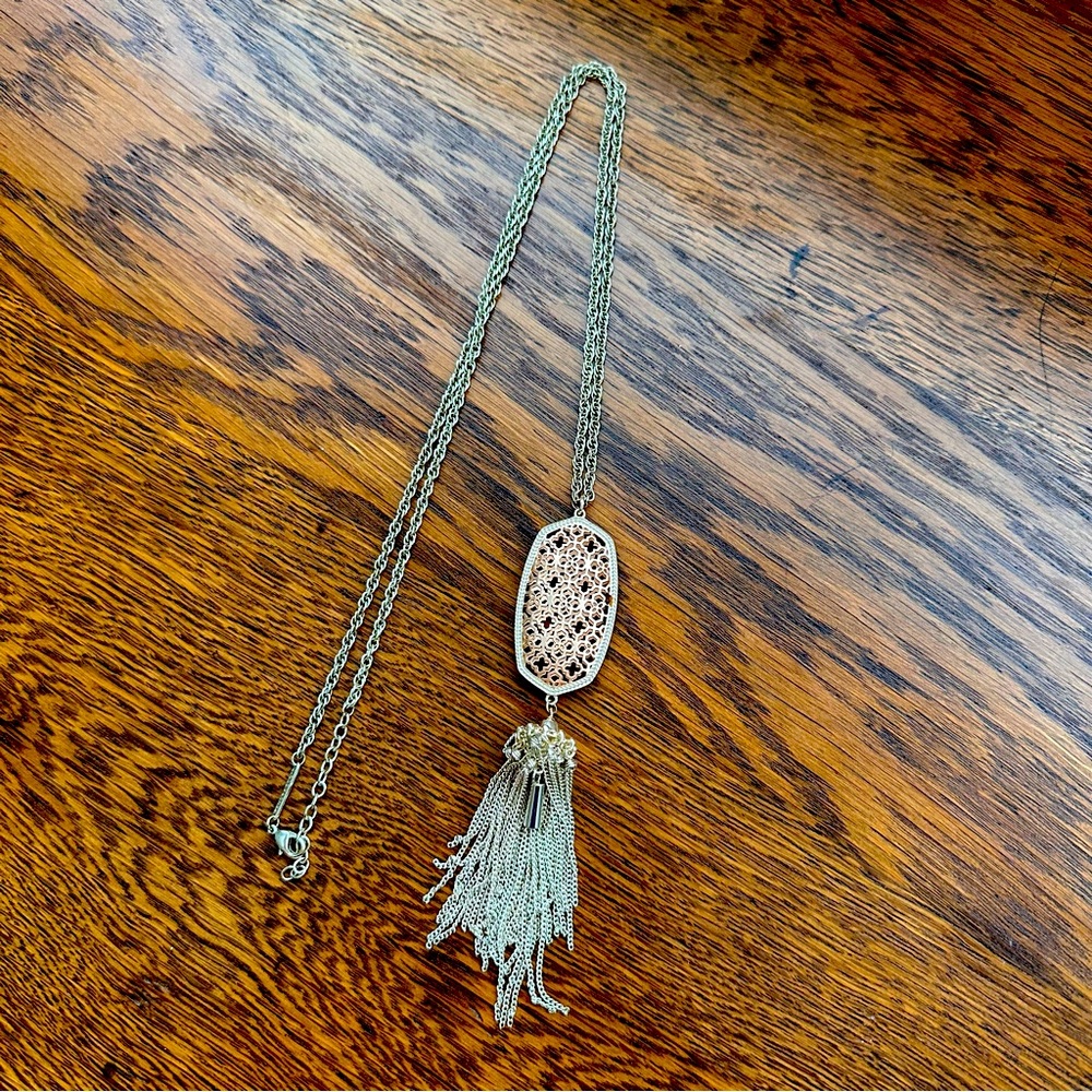 Kendra Scott 14k Rose Gold & Gold Plated Filigree Tassel Rayne Pendant Necklace